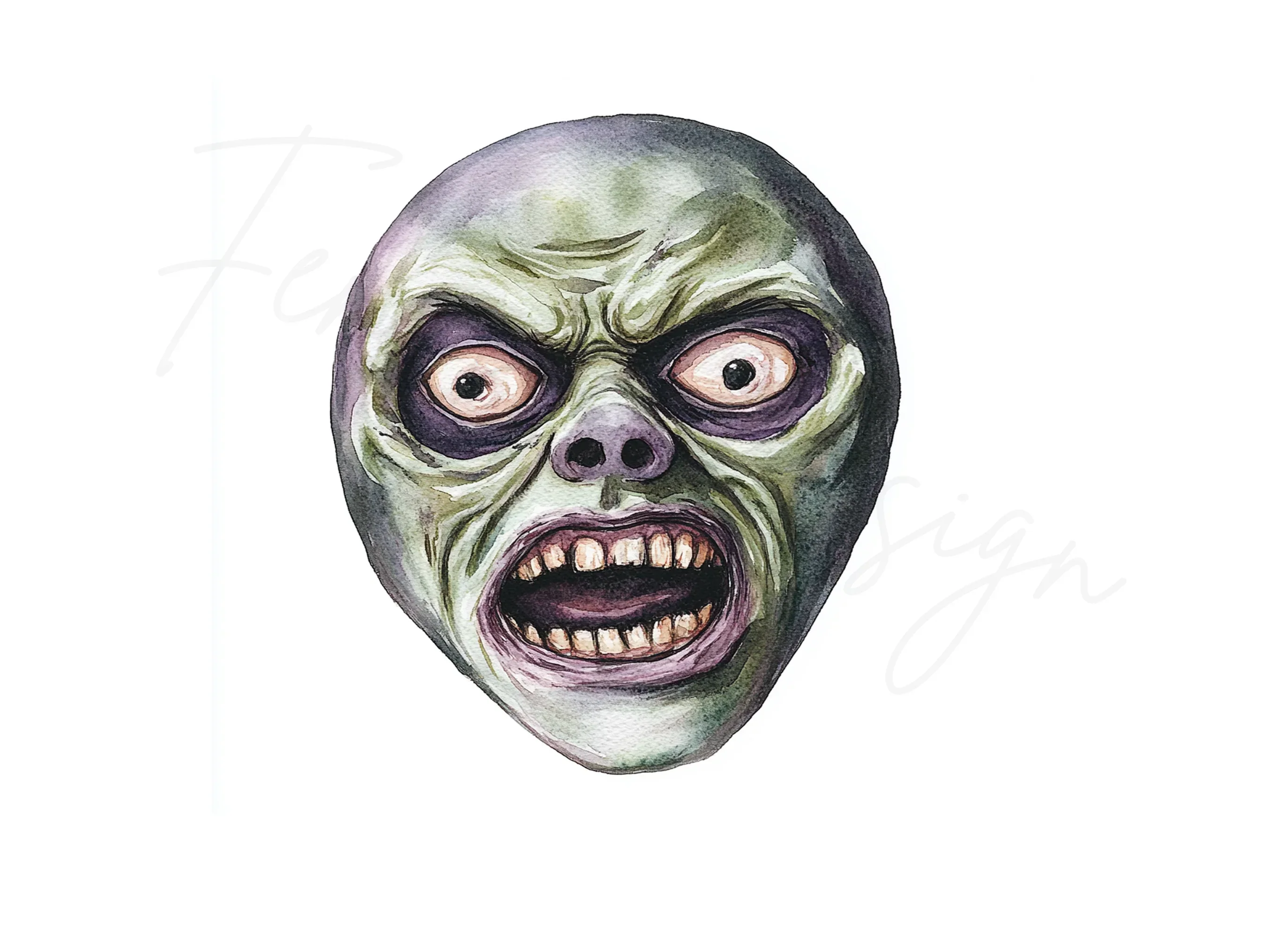 Zombie Faces Halloween Clipart Bundle - Image 2