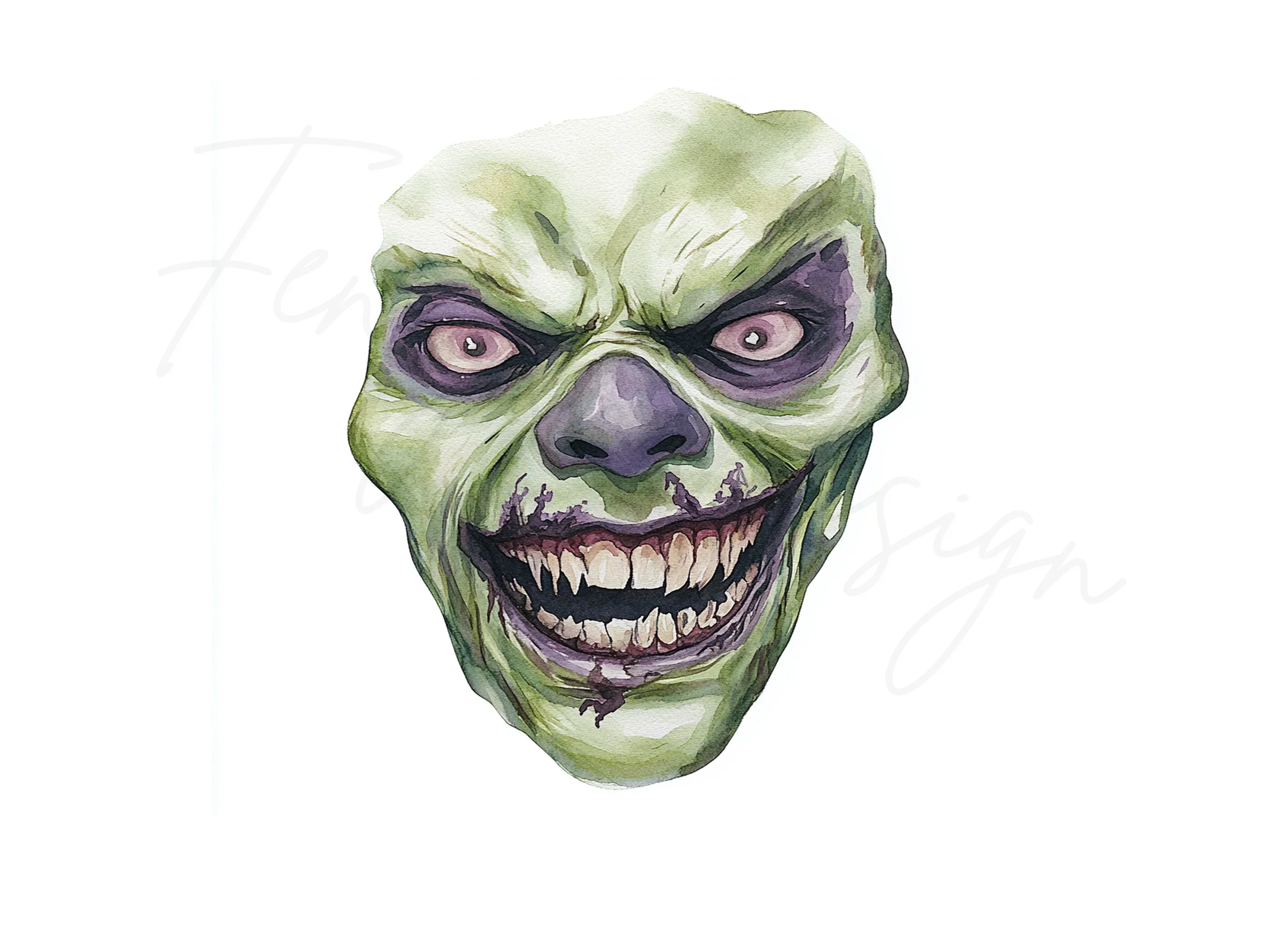 Zombie Faces Halloween Clipart Bundle - Image 3