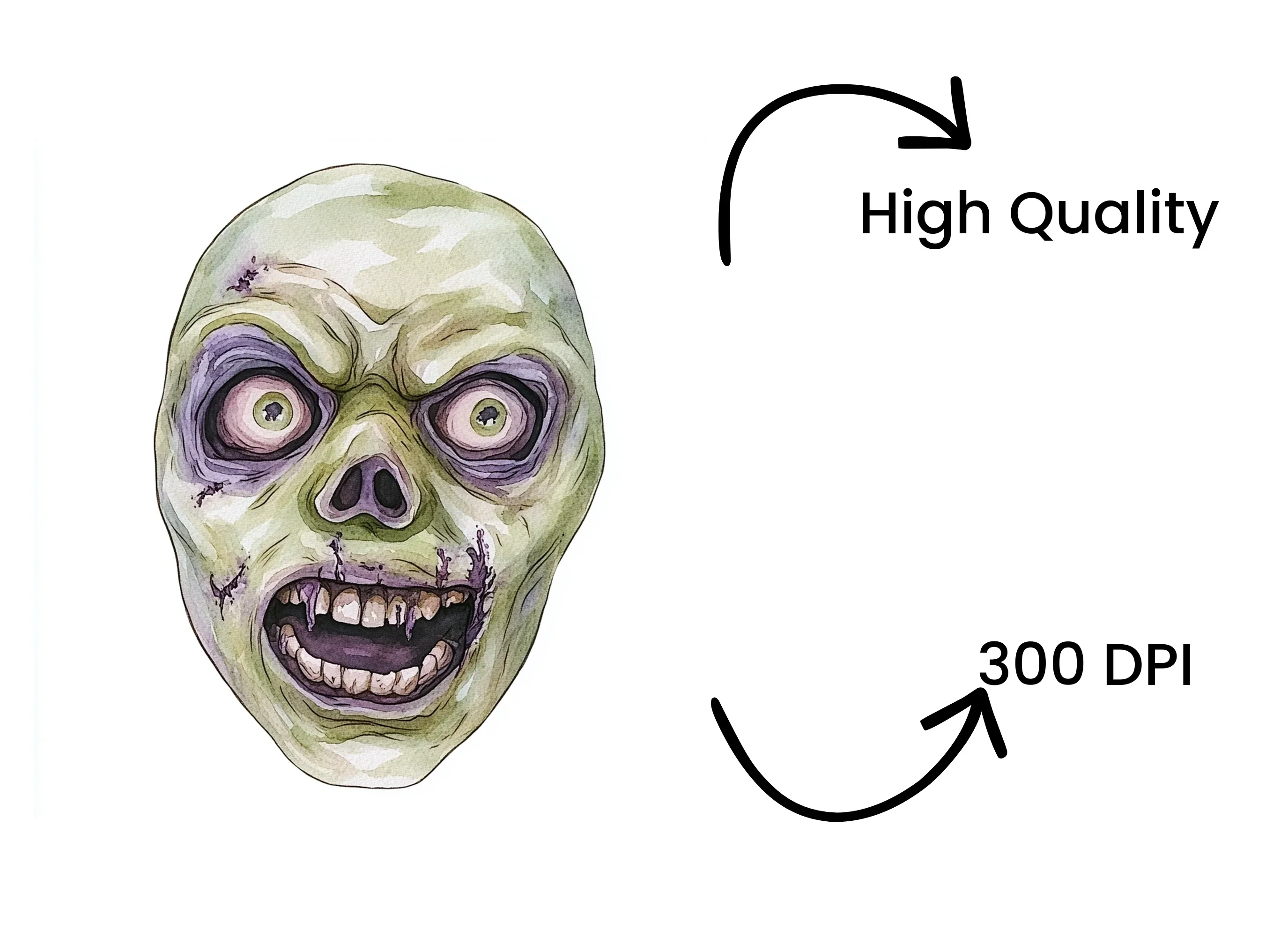 Zombie Faces Halloween Clipart Bundle - Image 4